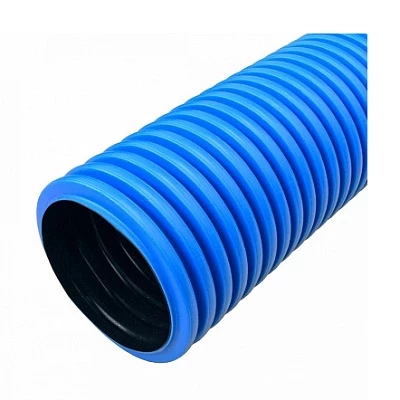 Труба гофрированная двустенная ПНД жесткая тип 450 (SN6) синяя d200 мм 6м (12м/уп) (PR15.0190)