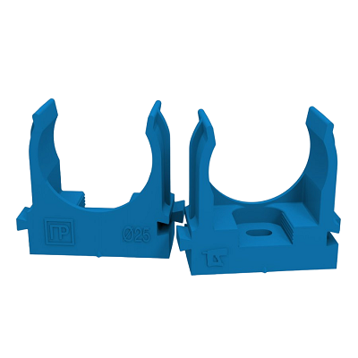 Крепеж-клипса для труб для прямого монтажа синяя d25 мм