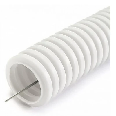 Труба гофрированная ПЛЛ легкая безгалогенная (HF) негорючая (НГ) белая с/з d25 мм (50м/2600м уп/пал) (PR02.0216)