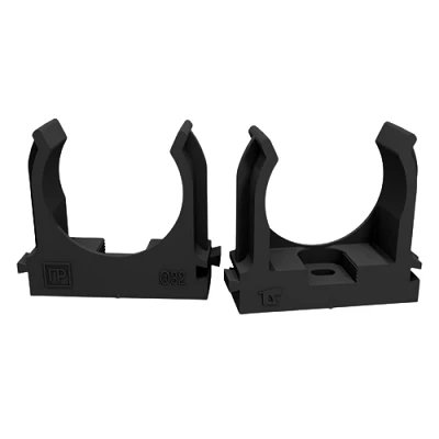 Крепеж-клипса для труб для прямого монтажа черная в п/э d32 мм