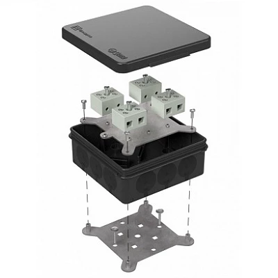 Коробка огнестойкая для о/п двухкомпонентная 60-0303-9005-FR10.0-8 Е15-Е120 100х100х40