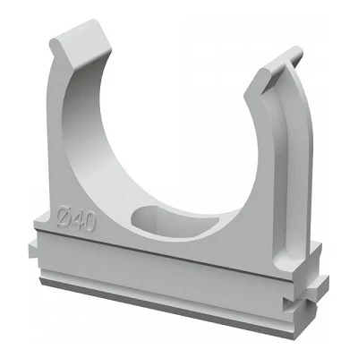 Крепёж-клипса для труб d40 мм безгалогенная (HF) атмосферостойкая серая (15шт/300шт уп/кор) (PR13.0348)