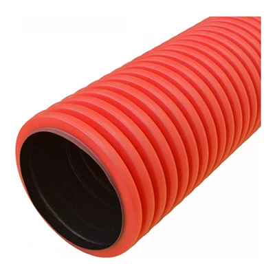 Труба гофрированная двустенная ПНД жесткая тип 450 (SN8) красная d160 мм 6м (24м/уп) (PR15.0185)