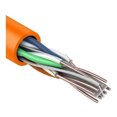 Кабель витая пара U/UTP, CAT 6, ZH нг(А)-HF, 4PR, 23AWG, INDOOR, SOLID, оранжевый (01-0050)